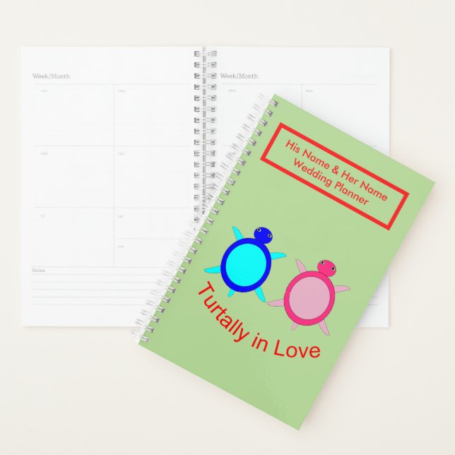 Cute Turtle Couple Personalized Planner (Display)