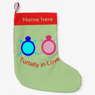 Cute Turtle Couple Personalized Small Christmas Stocking