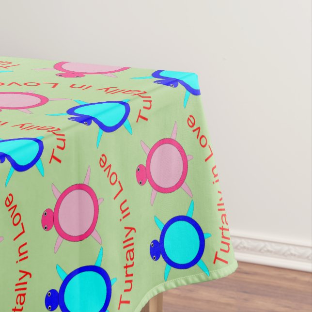 Cute Turtle Couple Tablecloth (In Situ)