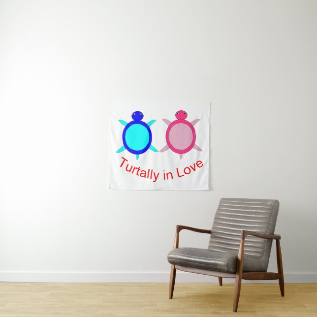 Cute Turtle Couple Tapestry (In Situ (Horizontal))