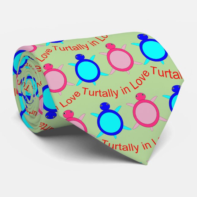 Cute Turtle Couple Tie (Rolled)