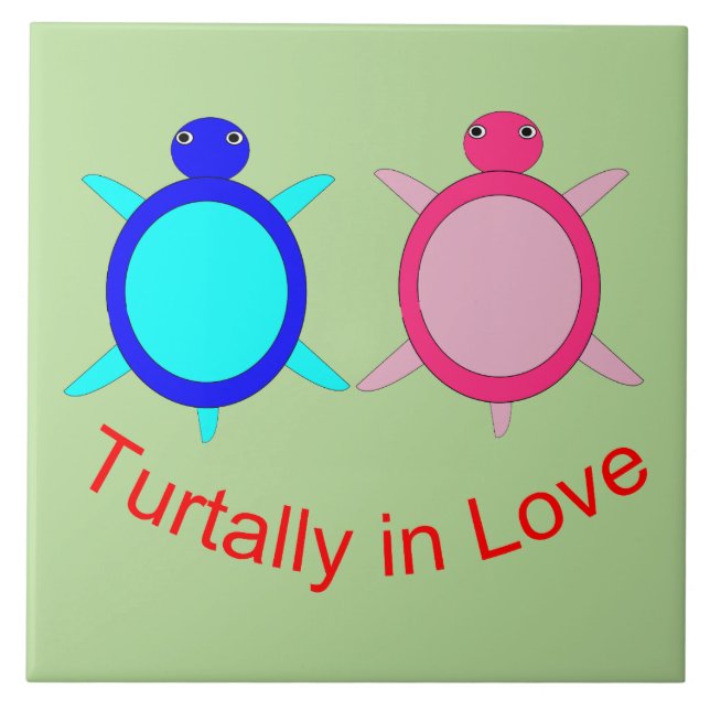 Cute Turtle Couple Tile (Front)