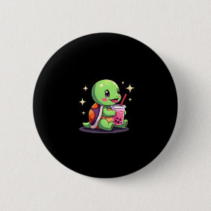 Cute turtle drinking boba. Funny Boba Turtles Love 2 Inch Round Button