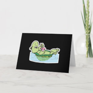 cute turtle drinking milkshake card