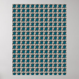 Cute Turtle Floral pattern  Poster