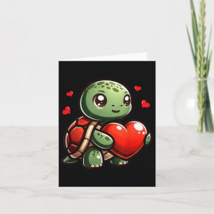 Cute Turtle Funny Heart Lover Valentines Men Women Card