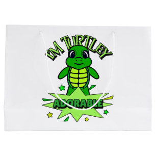 Cute Turtle Funny Quote Turtley Adorable Large Gift Bag
