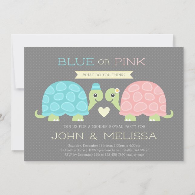 Cute Turtle Genre Reveillez Invitation (Devant)