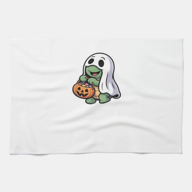 Cute Turtle Ghost Costume � Adorable Halloween Tri Kitchen Towel (Horizontal)