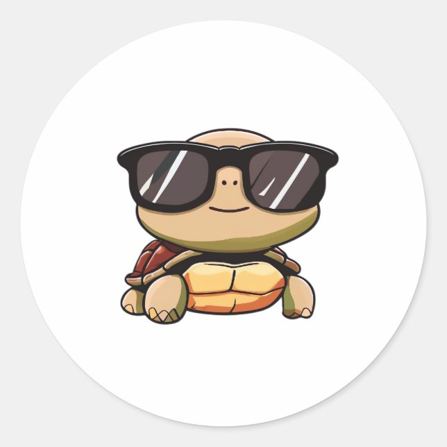 Cute Turtle Halloween 2023 sunglasses Costume Over Classic Round Sticker (Front)