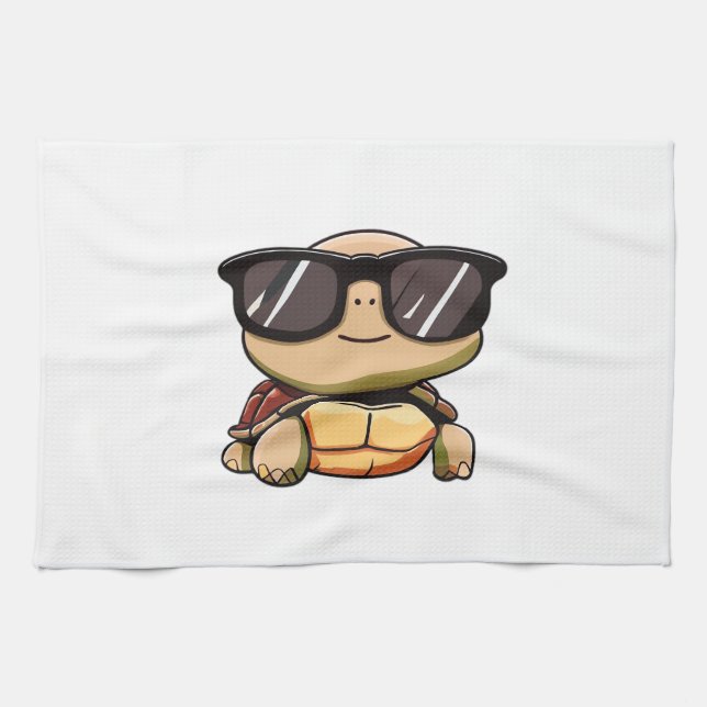 Cute Turtle Halloween 2023 sunglasses Costume Over Kitchen Towel (Horizontal)