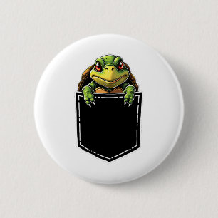 Cute Turtle In The Pocket Funny Halloween Outfit C 2 Inch Round Button