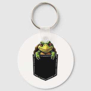 Cute Turtle In The Pocket Funny Halloween Outfit C Keychain