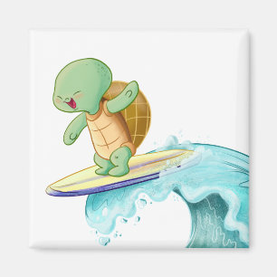 Cute Turtle Kawaii Square Magnet