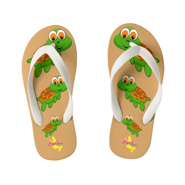 Cute Turtle Kid's Flip Flops (Footbed)