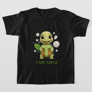 Cute Turtle Kids T-Shirt   T is for Tortue Alphabe