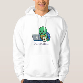Cute Turtle Laptop Cartoon Hoodie