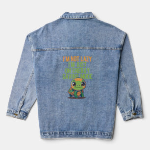 Cute Turtle, Lazy Turtle, On Energy Saving Mode Denim Jacket