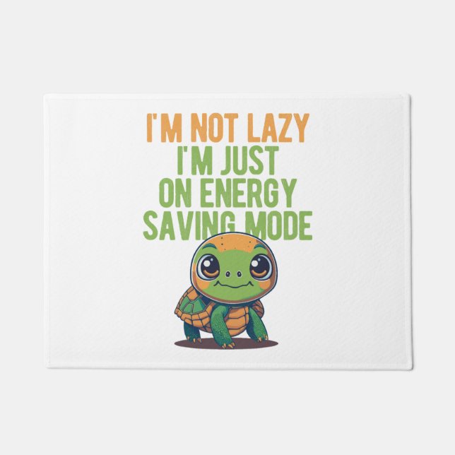 Cute Turtle, Lazy Turtle, On Energy Saving Mode Doormat (Front)