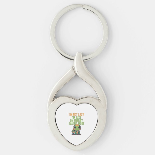 Cute Turtle, Lazy Turtle, On Energy Saving Mode Keychain (Front)