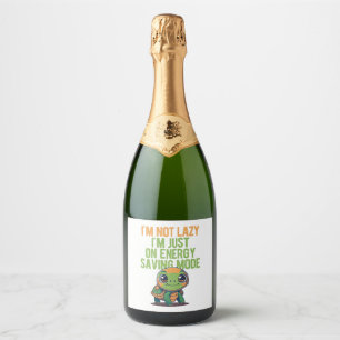 Cute Turtle, Lazy Turtle, On Energy Saving Mode Sparkling Wine Label