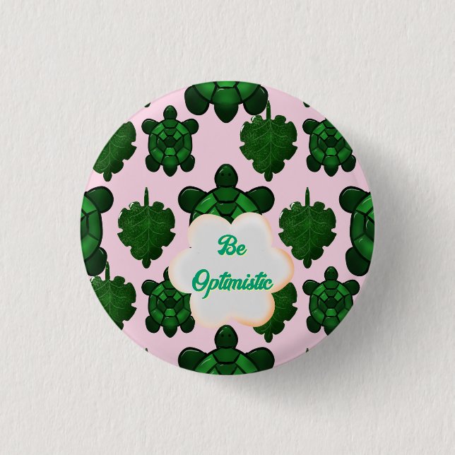 Cute Turtle Leaves Seamless Pattern, Tropical  1 Inch Round Button (Front)