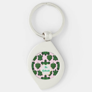 Cute Turtle Leaves Seamless Pattern, Tropical  Keychain