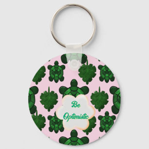 Cute Turtle Leaves Seamless Pattern, Tropical  Keychain