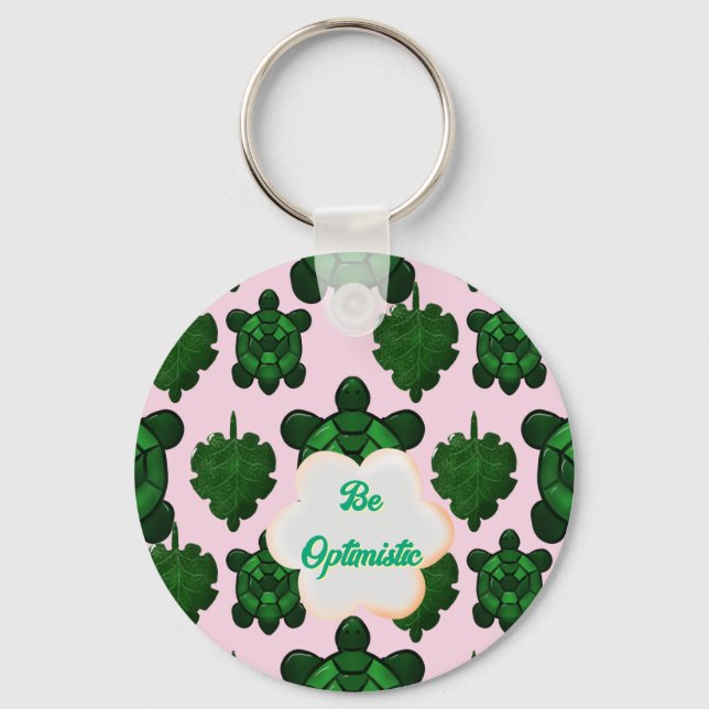 Cute Turtle Leaves Seamless Pattern, Tropical  Keychain (Front)