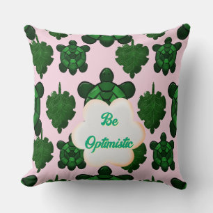 Cute Turtle Leaves Seamless Pattern, Tropical  Throw Pillow