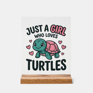 Cute Turtle Lover Girl Vintage Engraving Shirt Des Acrylic Sign