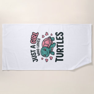 Cute Turtle Lover Girl Vintage Engraving Shirt Des Beach Towel