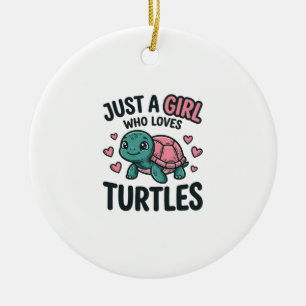 Cute Turtle Lover Girl Vintage Engraving Shirt Des Ceramic Ornament