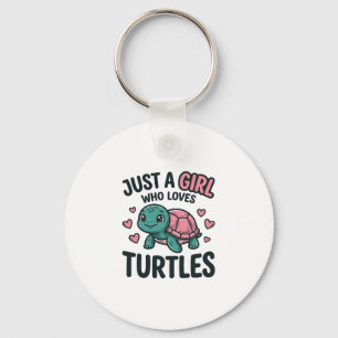 Cute Turtle Lover Girl Vintage Engraving Shirt Des Keychain