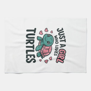 Cute Turtle Lover Girl Vintage Engraving Shirt Des Kitchen Towel