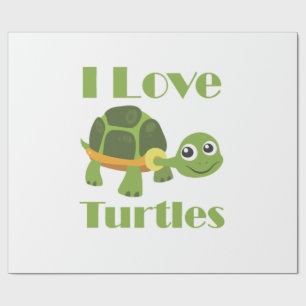 Cute Turtle loving Kid Reptile Fan Wrapping Paper