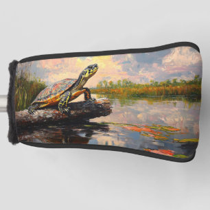 Cute Turtle on a Log Everglades Painting Golf Head Cover
