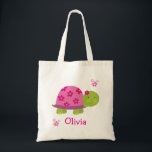 Cute Turtle Personalized Bag Tote for Girl<br><div class="desc">This adorable tote bag is perfect for a trip to the pool, library or an after school activity, such as karate or dance. From gift card holders to a way to tote around small crafts, these personalized bag totes are perfect for a variety of uses. These also make great party...</div>