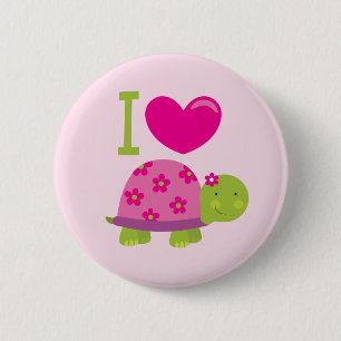 Cute Turtle Personalized Button for Girls