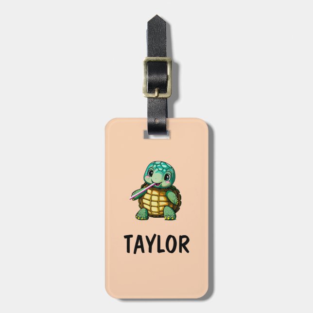 Cute Turtle Personalized Colourful Bag Backpack Luggage Tag (Front Vertical)