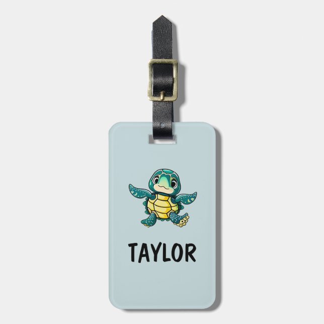 Cute Turtle Personalized Colourful Bag Backpack Luggage Tag (Front Vertical)