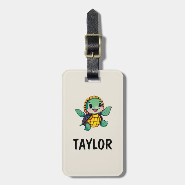 Cute Turtle Personalized Colourful Bag Backpack Luggage Tag (Front Vertical)