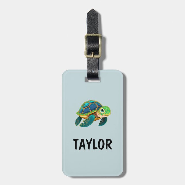 Cute Turtle Personalized Colourful Bag Backpack Luggage Tag (Front Vertical)