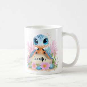 Cute Turtle Personalized Custom Name Animal Coffee Mug
