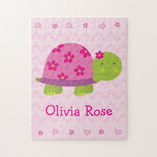 Cute Turtle Personalized Puzzle for Girls (Vertical)