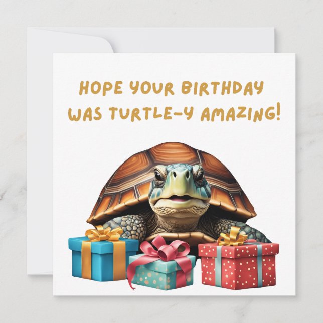 Cute Turtle Pun amusant Belny Anniversaire Carte (Devant)