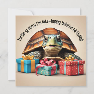 Cute Turtle Pun amusant Belny Anniversaire Carte