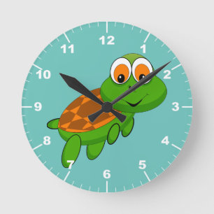 Cute turtle round clock