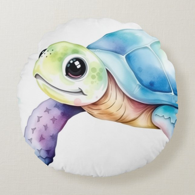 Cute Turtle Round Pillow (Front)