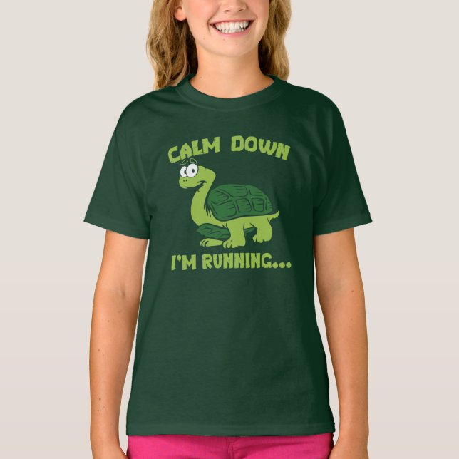Cute Turtle Run Funny Gag T-Shirt (Front)